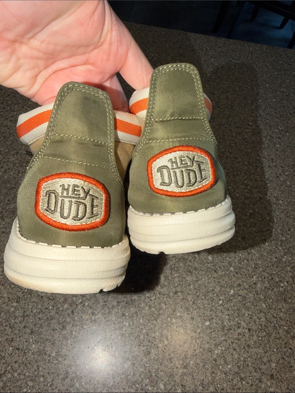 Hey Dude Tan Canvas Chukka Boots with Orange Trim